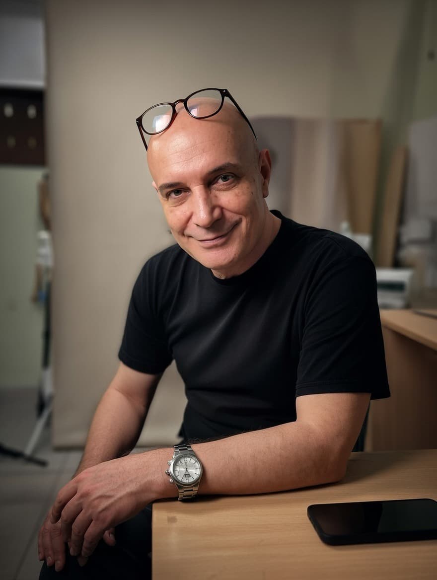 Eynulla in his studio