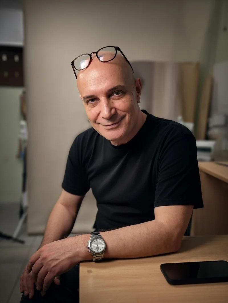 Eynulla in his studio